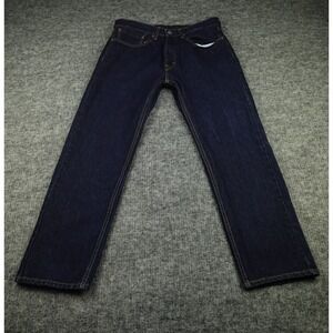 Levis 505 Jeans Mens 34X29 Blue Denim Regular Fit Dark Wash Straight Leg Casual-